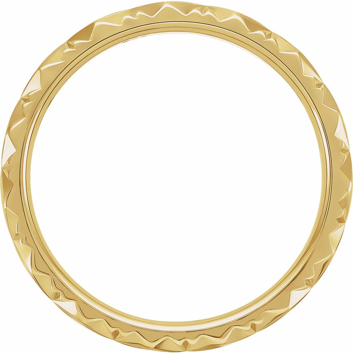 14K Yellow Gold Geometric Faceted Flat Band