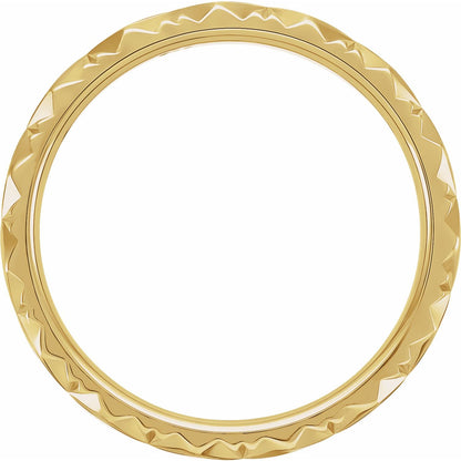 14K Yellow Gold Geometric Faceted Flat Band