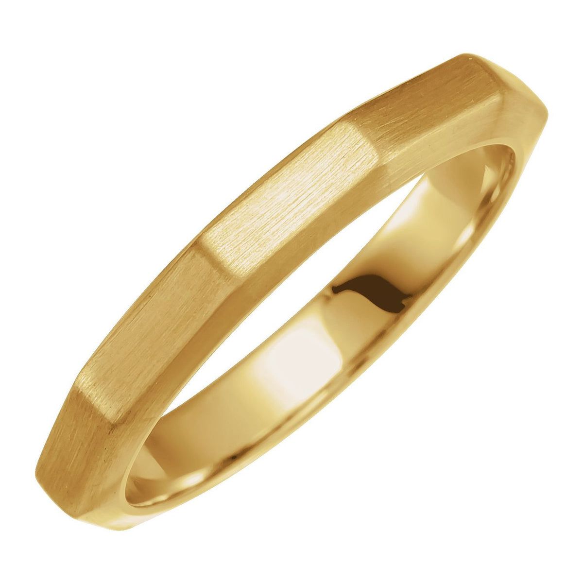 14K Yellow Gold Geometric Flat Band