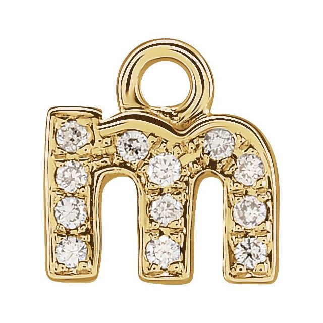 Petite Pavé® .03 CTW Natural Diamond Initial Dangle, 4 mm x 4.5 mm
