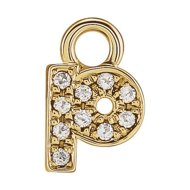 Petite Pavé® .025 CTW Natural Diamond Initial Dangle, 4 mm x 4 mm
