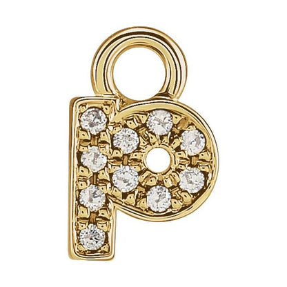 Petite Pavé® .025 CTW Natural Diamond Initial Dangle, 4 mm x 4 mm