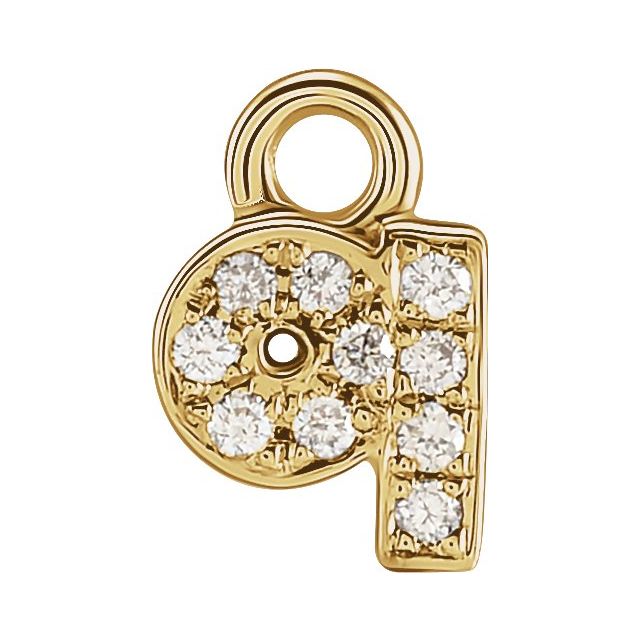 Petite Pavé® .025 CTW Natural Diamond Initial Dangle, 4 mm x 4 mm