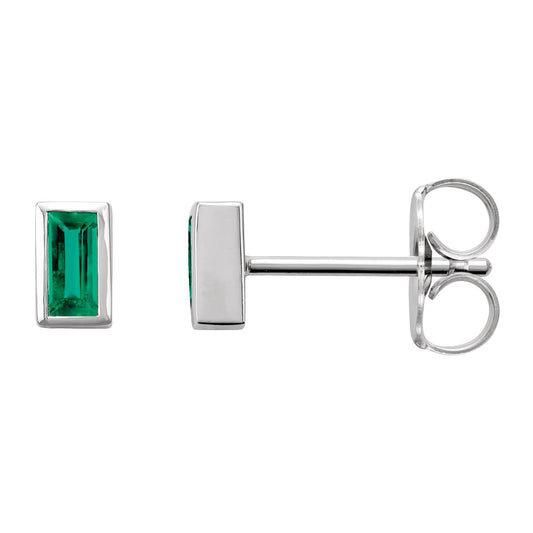 Natural Emerald Bezel-Set Earrings