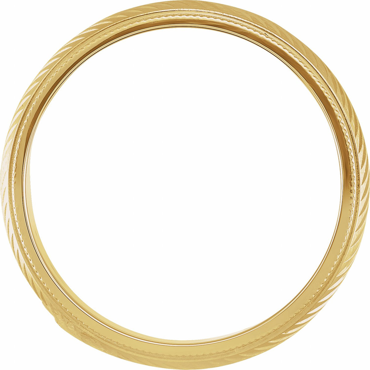 Milgrain Stepped-Edge Herringbone Pattern Half Round Band