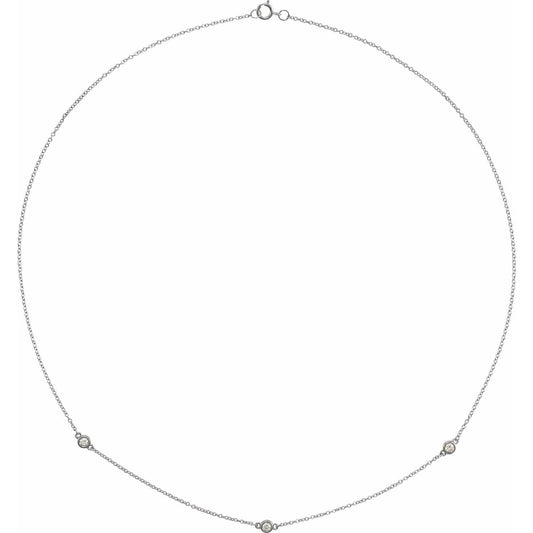 Sterling Silver 1/5 CTW Natural Diamond 3-Station 18" Necklace