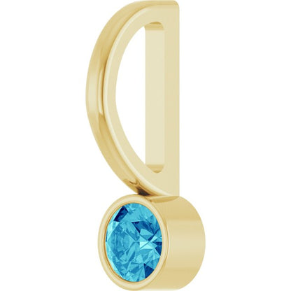 14K Yellow Gold Natural Blue Zircon Charm/Pendant, 11.05 x 3.78 mm