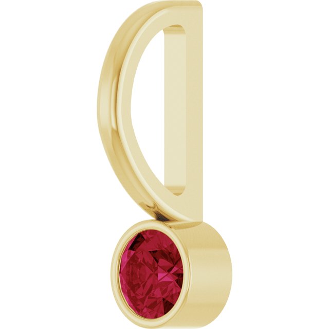 14K Yellow Gold Lab-Grown Ruby Charm/Pendant, 11.05 x 3.78 mm