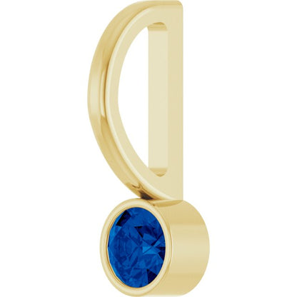 14K Yellow Gold Natural Blue Sapphire Charm/Pendant, 11.05 x 3.78 mm
