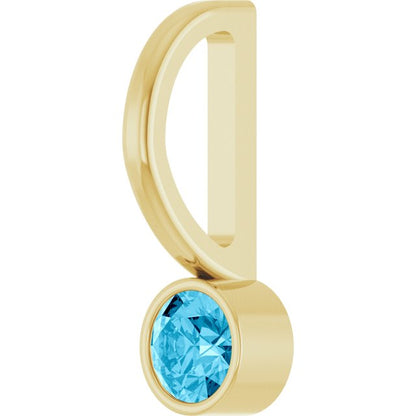 14K Yellow Gold Natural Aquamarine Charm/Pendant, 11.05 x 3.78 mm
