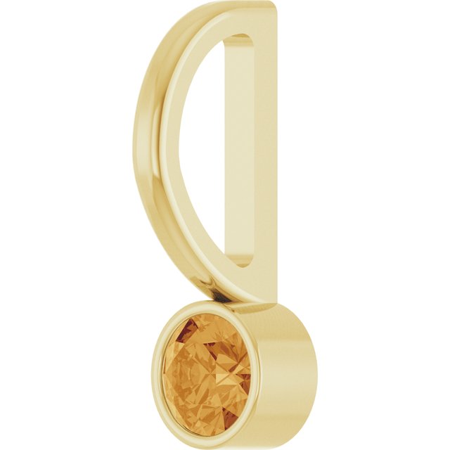 14K Yellow Gold Natural Citrine Charm/Pendant, 11.05 x 3.78 mm