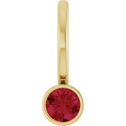 14K Yellow Gold Lab-Grown Ruby Charm/Pendant, 11.05 x 3.78 mm