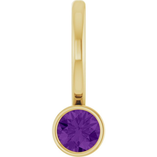 14K Yellow Gold Natural Amethyst Charm/Pendant, 11.05 x 3.78 mm