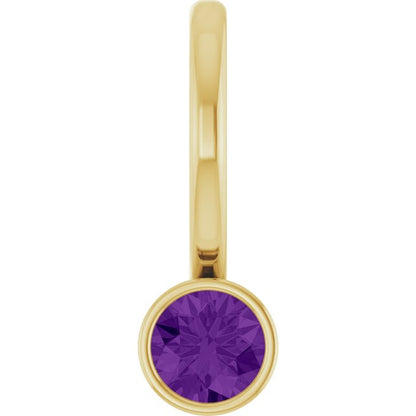 14K Yellow Gold Natural Amethyst Charm/Pendant, 11.05 x 3.78 mm