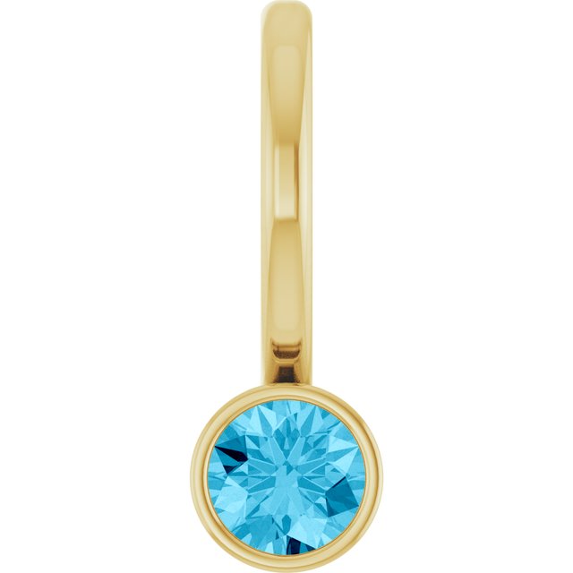 14K Yellow Gold Natural Aquamarine Charm/Pendant, 11.05 x 3.78 mm
