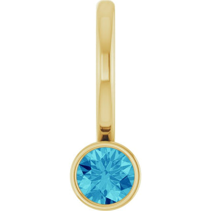 14K Yellow Gold Natural Blue Zircon Charm/Pendant, 11.05 x 3.78 mm