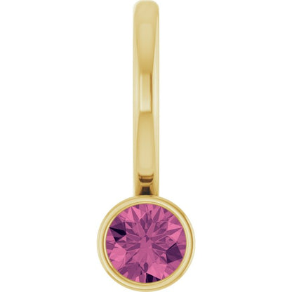 14K Yellow Gold Natural Pink Tourmaline Charm/Pendant
