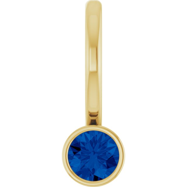 14K Yellow Gold Natural Blue Sapphire Charm/Pendant, 11.05 x 3.78 mm