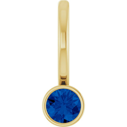 14K Yellow Gold Natural Blue Sapphire Charm/Pendant, 11.05 x 3.78 mm