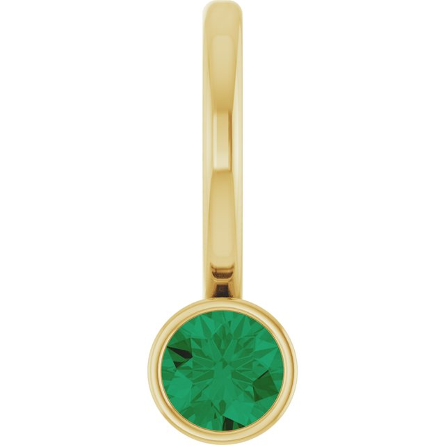 14K Yellow Gold Natural Emerald Charm/Pendant, 11.05 x 3.78 mm