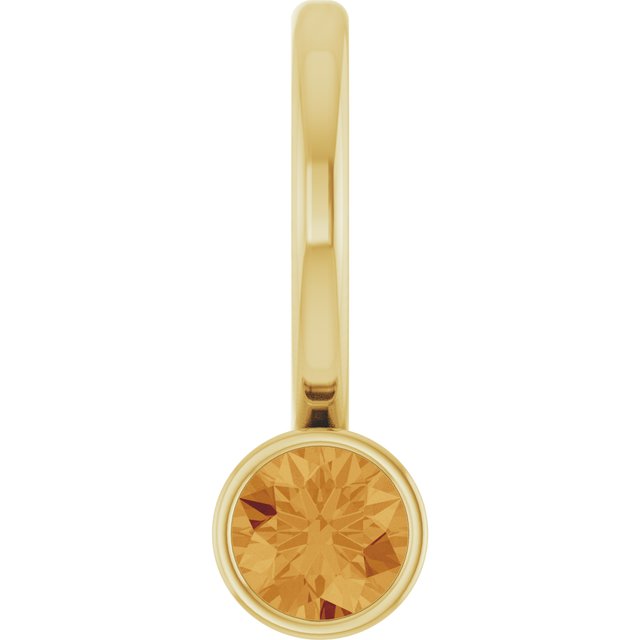 14K Yellow Gold Natural Citrine Charm/Pendant, 11.05 x 3.78 mm