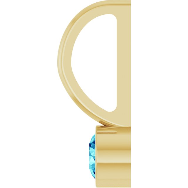 14K Yellow Gold Natural Blue Zircon Charm/Pendant, 11.05 x 3.78 mm