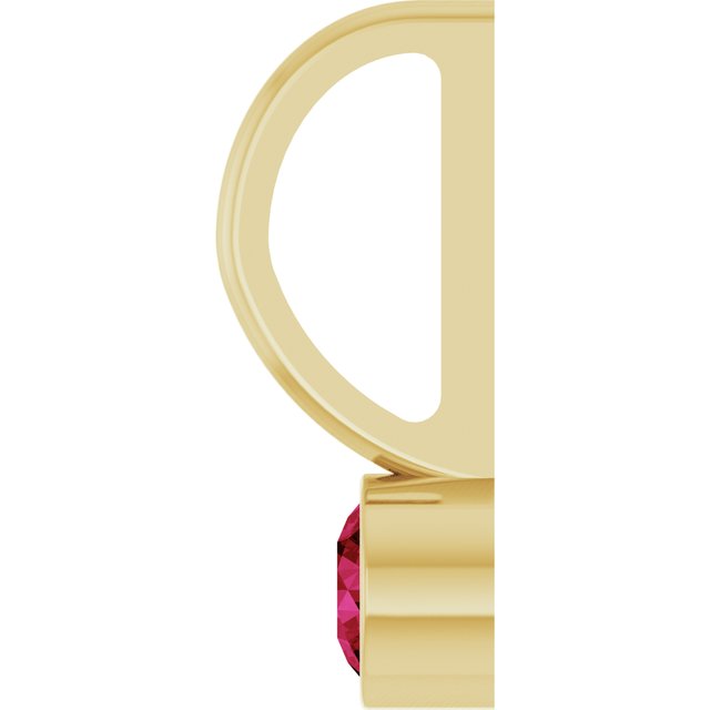 14K Yellow Gold Lab-Grown Ruby Charm/Pendant, 11.05 x 3.78 mm