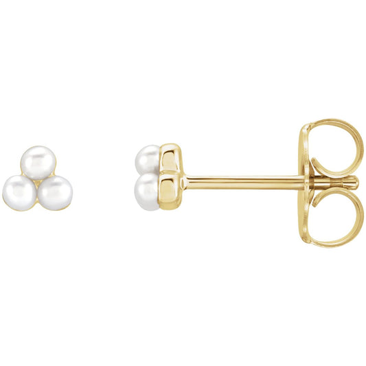 Cultured White Freshwater Pearl Cluster Earrings