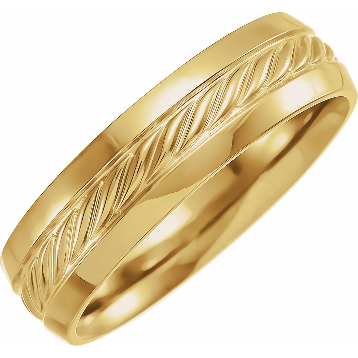 Beveled-Edge Rope Comfort-Fit Flat Band