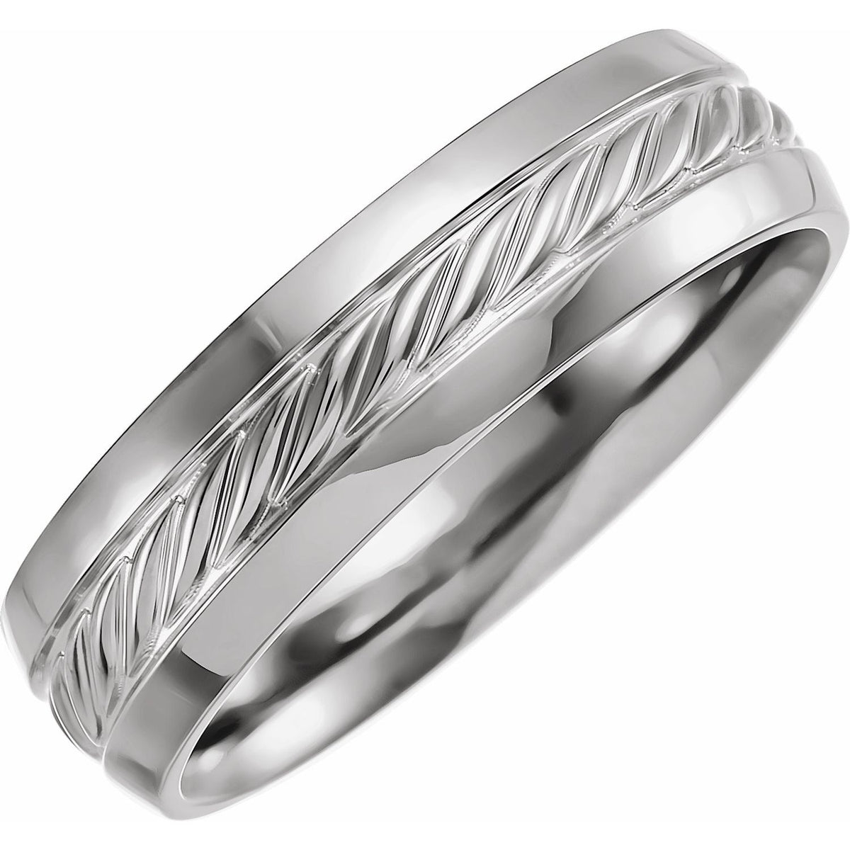 Beveled-Edge Rope Comfort-Fit Flat Band