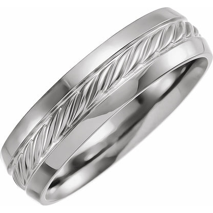 Beveled-Edge Rope Comfort-Fit Flat Band
