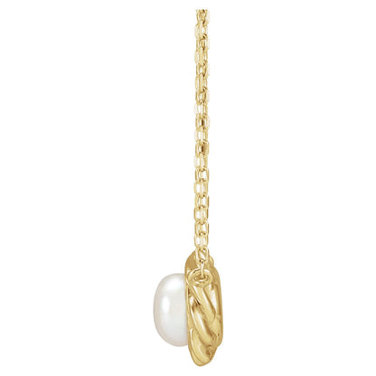 14K Yellow Gold Cultured White Freshwater Pearl 18" Necklace, 8.92 x 8.07 mm