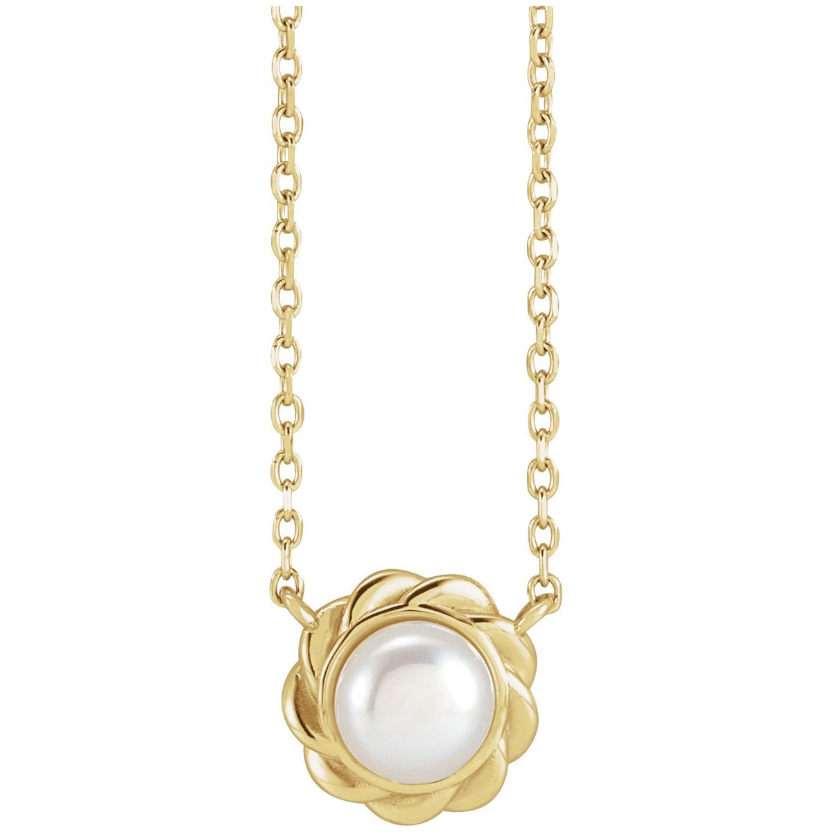 14K Yellow Gold Cultured White Freshwater Pearl 18" Necklace, 8.92 x 8.07 mm