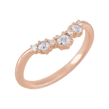 1/5 CTW Natural Rose-Cut Diamond & Faceted Contour Band