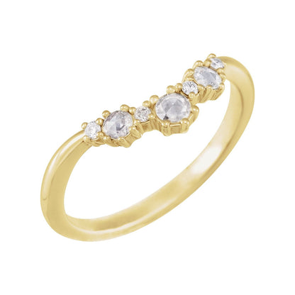 1/5 CTW Natural Rose-Cut Diamond & Faceted Contour Band