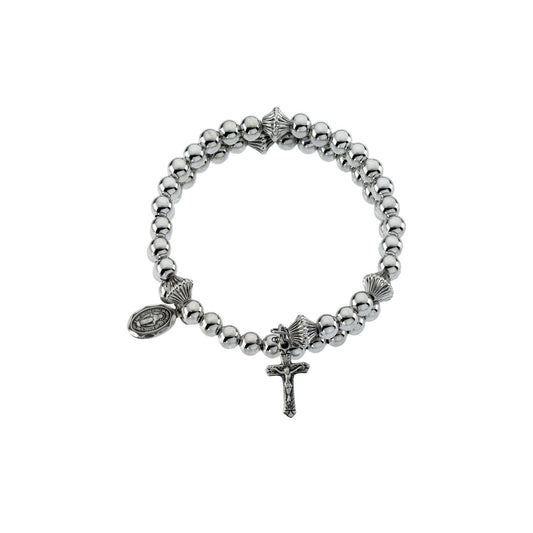 Sterling Silver Bead Wrap Rosary Bracelet