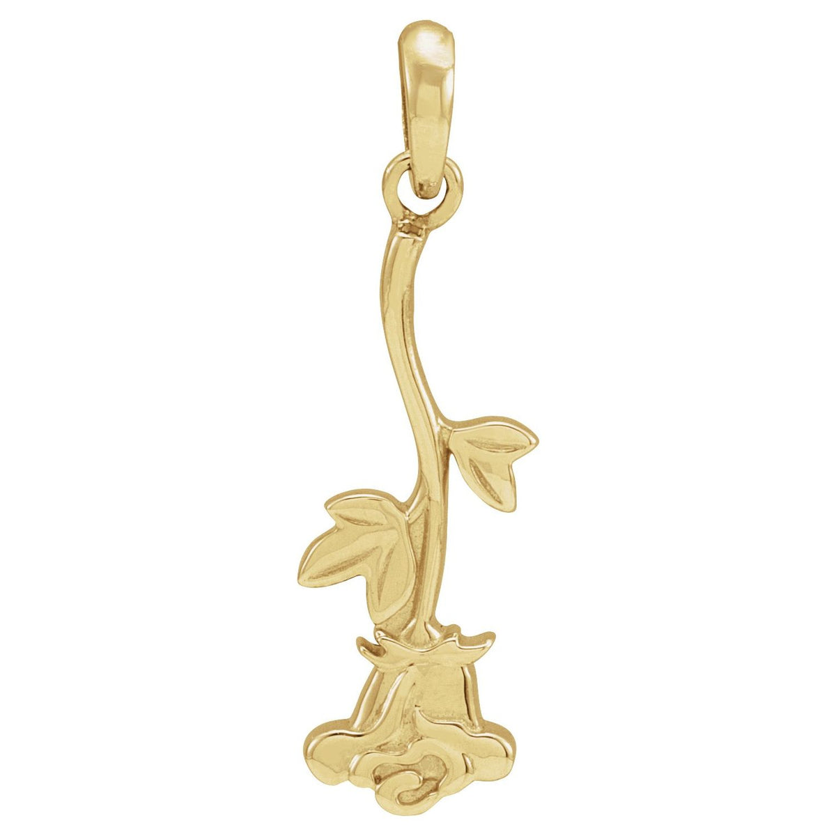 14K Yellow Gold 22.36x6. Rose Pendant