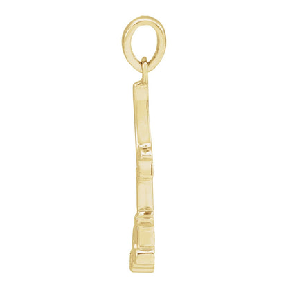 14K Yellow Gold 22.36x6. Rose Pendant