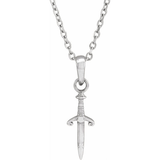Sterling Silver Dagger 16-18" Necklace