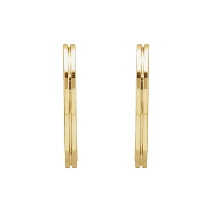 Grooved Hinged Huggie Hoop Earrings