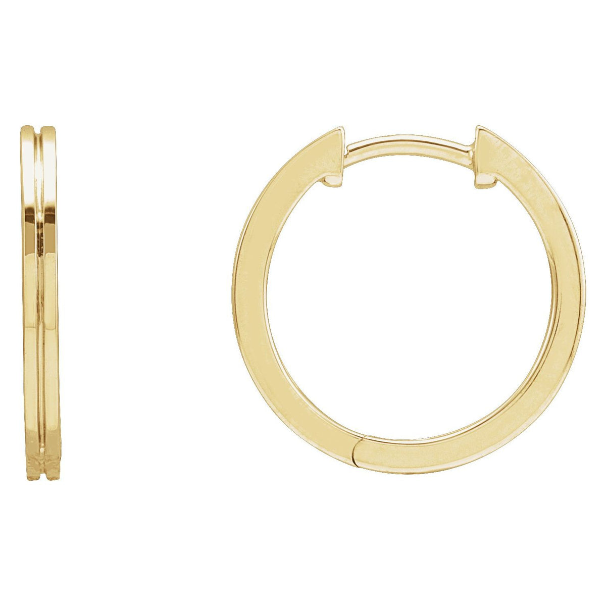 Grooved Hinged Huggie Hoop Earrings
