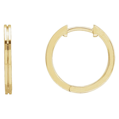 Grooved Hinged Huggie Hoop Earrings