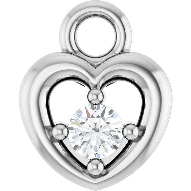 .03 CT Natural Diamond Heart Dangle, 5.55 mm x 6.88 mm