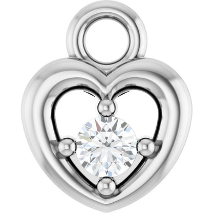 .03 CT Lab-Grown Diamond Heart Dangle, 5.55 mm x 6.88 mm
