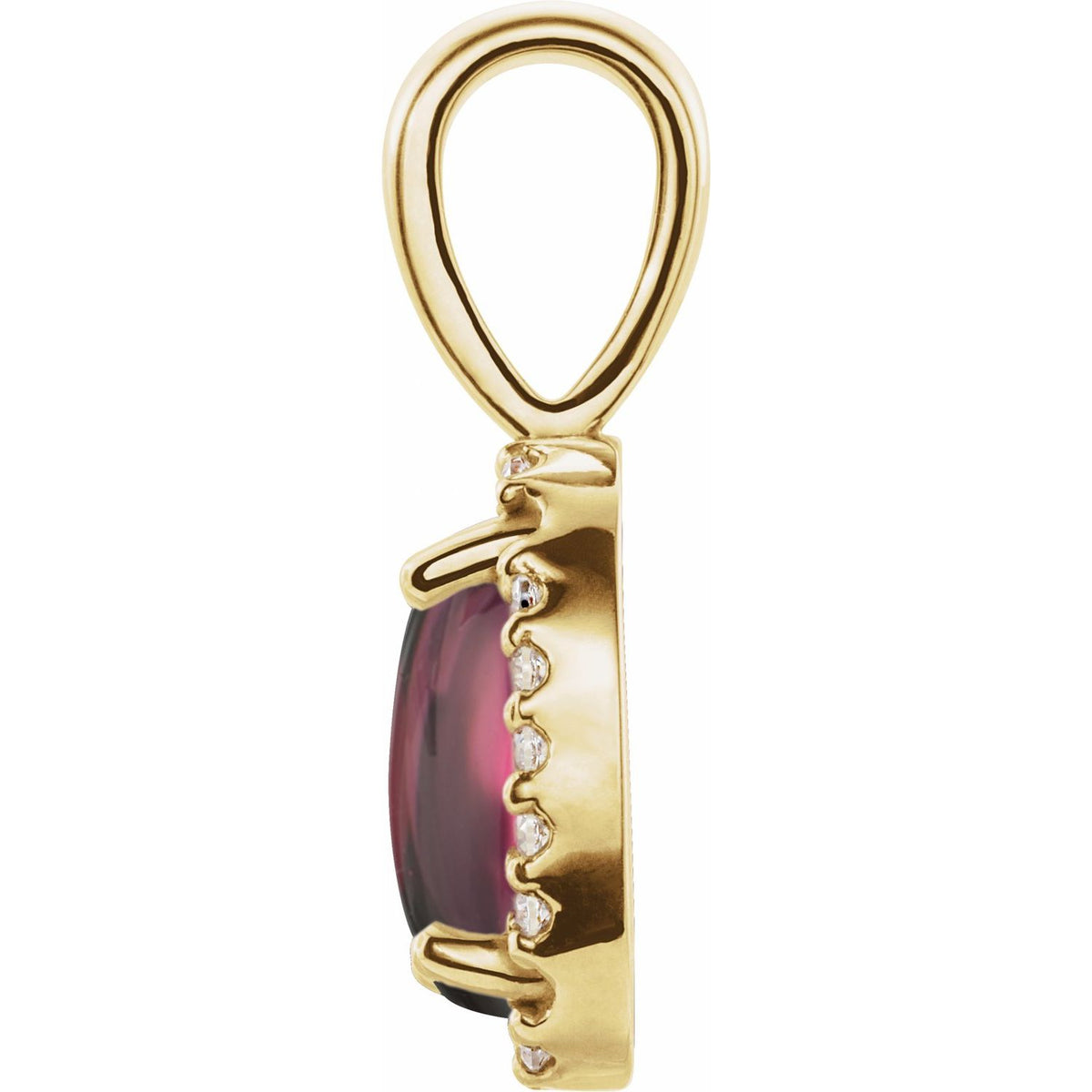 14K Yellow Gold Natural Rhodolite Garnet & .04 CTW Natural Diamond Halo-Style Pendant