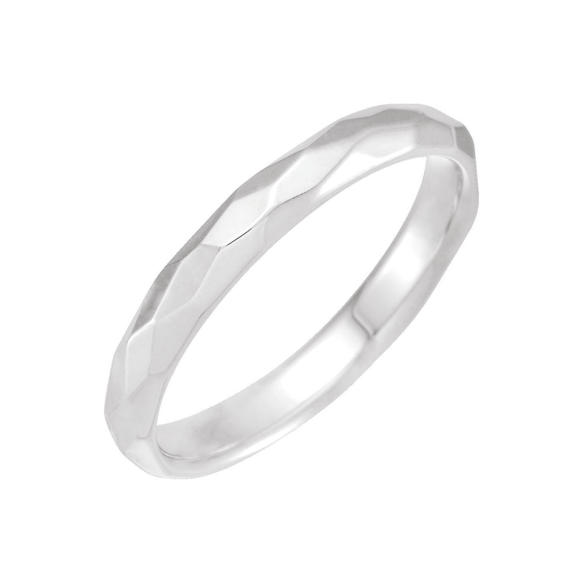 Geometric Faceted Comfort-Fit Flat Band, 1.5 mm