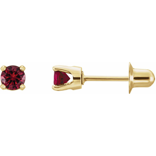 14K Yellow Gold Natural Mozambique Garnet Earrings, 3 mm x 3 mm
