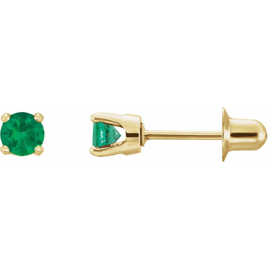 14K Yellow Gold Natural Emerald Earrings, 3 mm x 3 mm