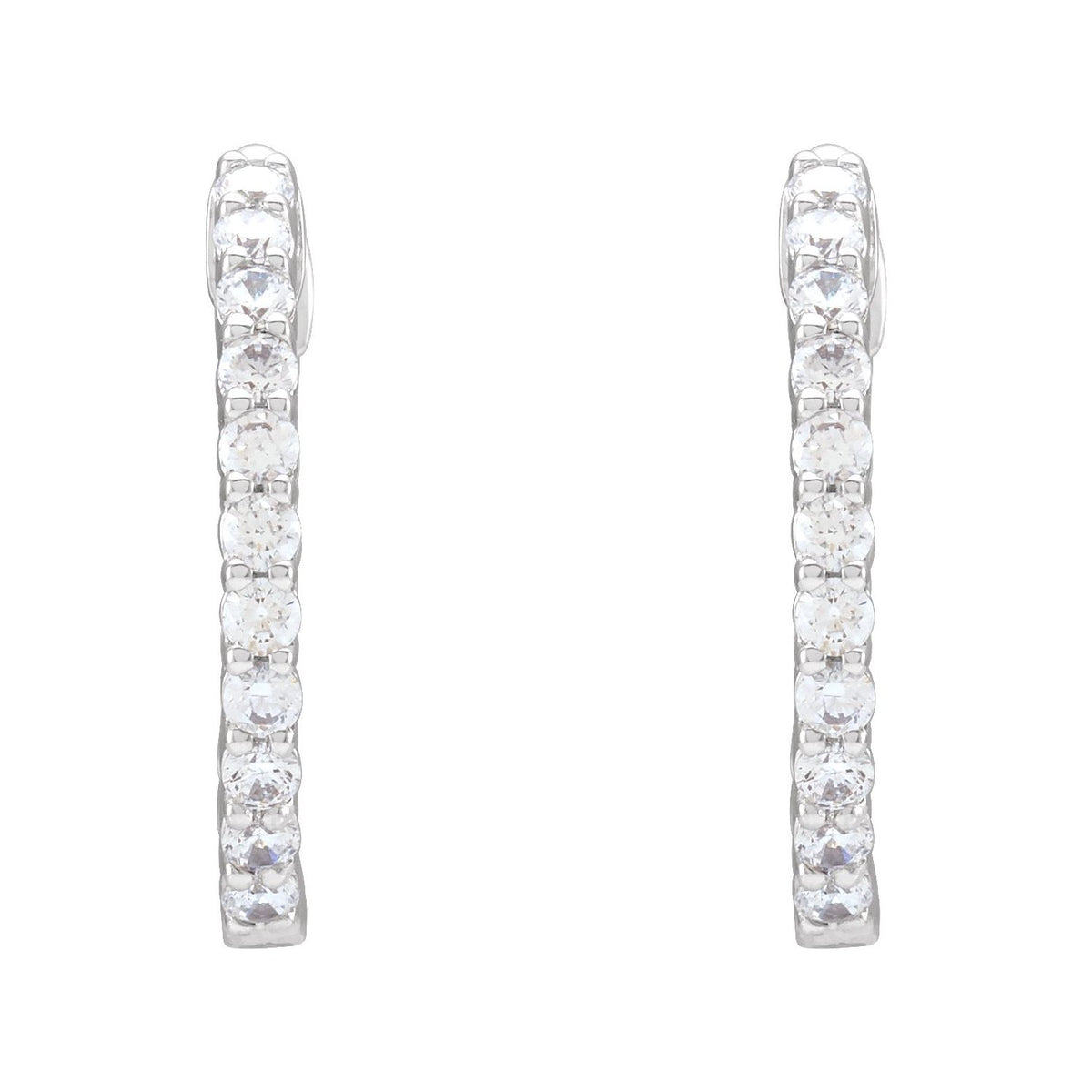 3/4 CTW Lab-Grown Diamond Inside-Outside Hinged Hoop Earrings
