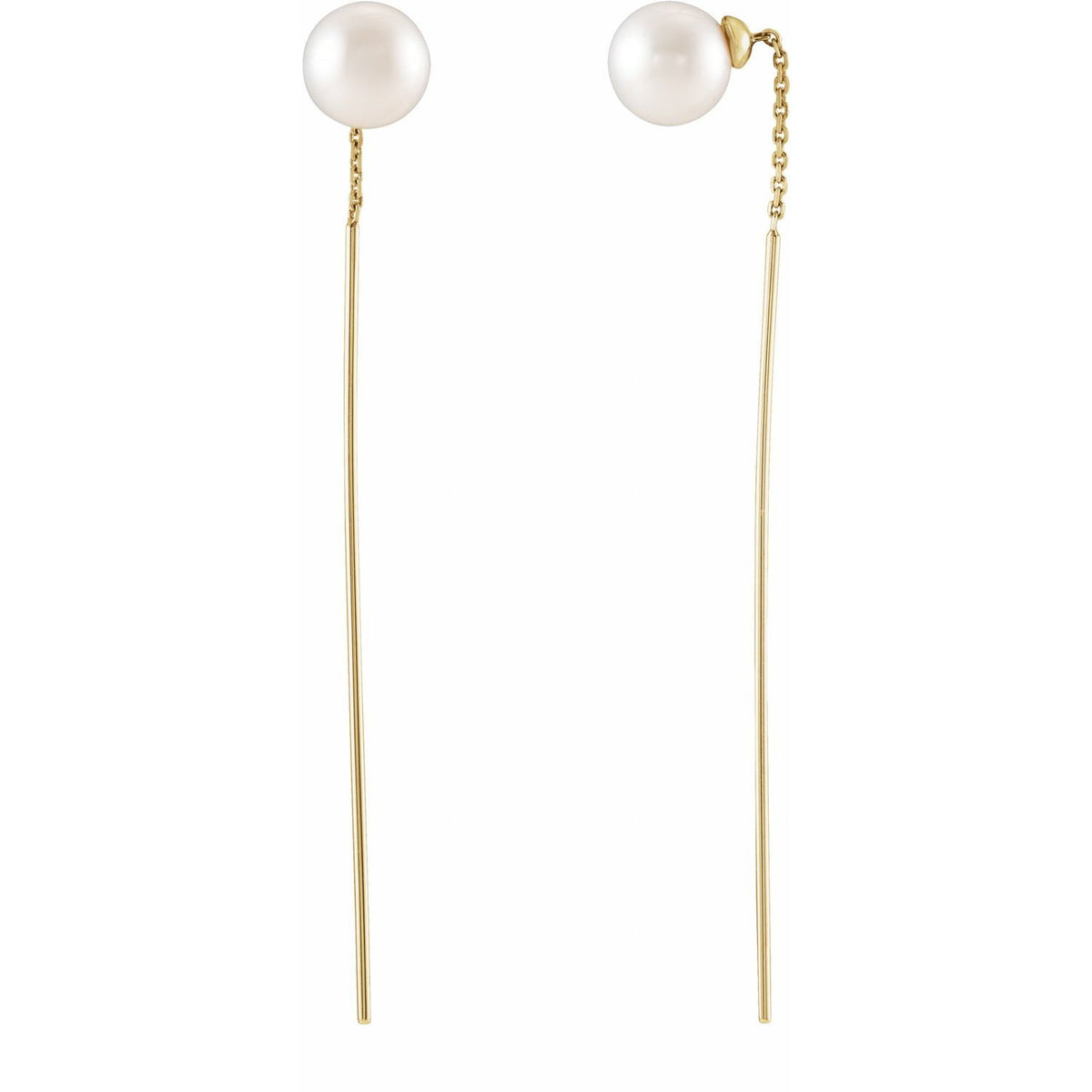 Cultured White Freshwater Pearl Threader Earrings